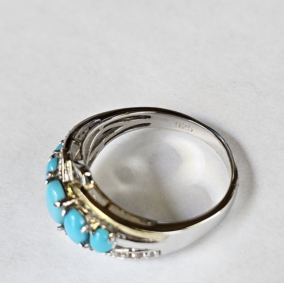 Gorgeous Natural Sleeping Beauty Turquoise & Diamond Ring Sz 10! - Picture 4 of 5